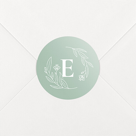 Stickers pour enveloppes naissance Blason floral vert - Vue 2