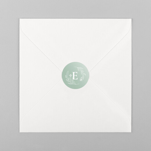 Stickers pour enveloppes naissance Blason floral vert - Vue 2