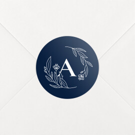 Stickers pour enveloppes naissance Blason floral bleu
