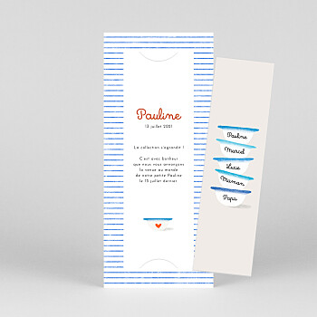 Faire-part de naissance petits bols (marque-page) (3 enfants) bleu Faire-part de naissance petits bols (marque-page) (3 enfants) bleu