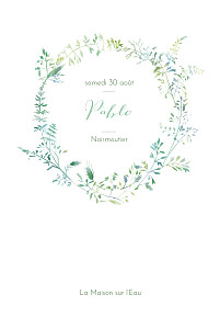 Menu de baptême vert les hautes herbes vert Menu de baptême vert les hautes herbes vert
