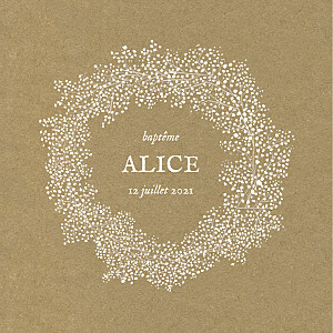 Faire-part de baptême marron gypsophile chic kraft Faire-part de baptême marron gypsophile chic kraft