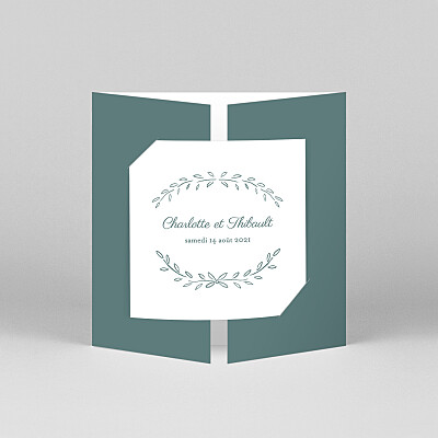 Faire-part de mariage fleur poème (fenêtre) vert Faire-part de mariage fleur poème (fenêtre) vert