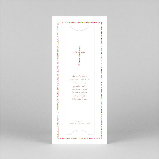 Faire-part de baptême Croix liberty (marque-page) rose - Vue 3 Faire-part de baptême Croix liberty (marque-page) rose - Vue 3