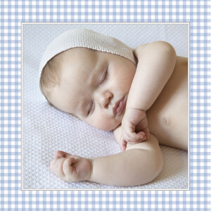 Faire-part de naissance Vichy photo bleu Faire-part de naissance Vichy photo bleu