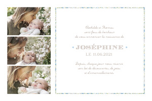 Faire-part de naissance Liseré liberty 4 photos bleu Faire-part de naissance Liseré liberty 4 photos bleu