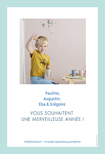 Carte de voeux Triangles photo bleu - Verso Carte de voeux Triangles photo bleu - Verso