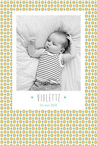 Faire-part de naissance Capri portrait photo moutarde Faire-part de naissance Capri portrait photo moutarde