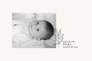 Faire-part de baptême classique jeune pousse beige Faire-part de baptême classique jeune pousse beige