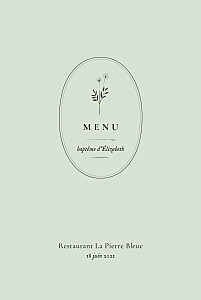 Menu de baptême tomoë herbier vert Menu de baptême tomoë herbier vert