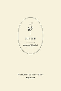 Menu de baptême blanc herbier beige Menu de baptême blanc herbier beige