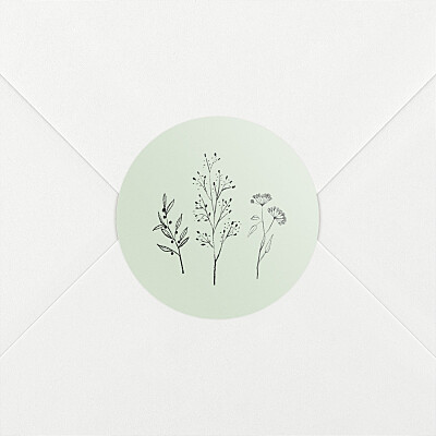 Stickers baptême fille herbier vert Stickers baptême fille herbier vert