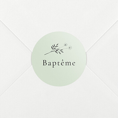Stickers baptême personnalisés herbier vert Stickers baptême personnalisés herbier vert
