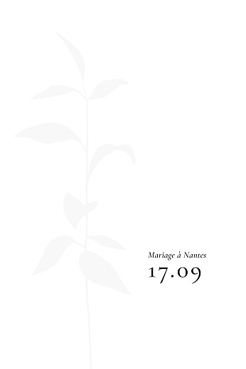 Carton réponse mariage Ikebana portrait blanc - Recto