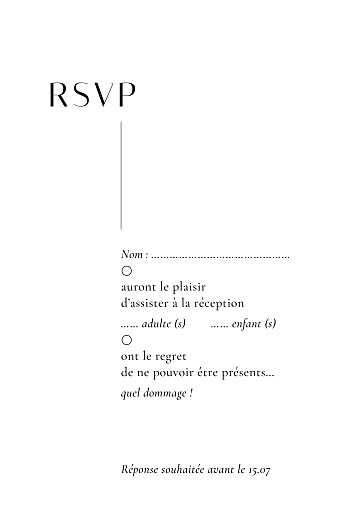 Carton réponse mariage Ikebana portrait blanc - Verso Carton réponse mariage Ikebana portrait blanc - Verso
