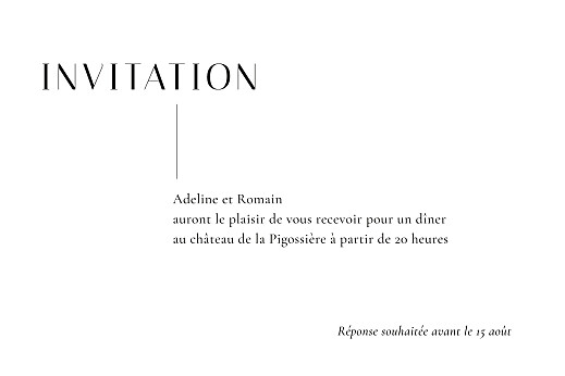 Carton d'invitation mariage Ikebana blanc - Verso Carton d'invitation mariage Ikebana blanc - Verso