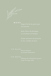 Menu de baptême vert jeune pousse vert Menu de baptême vert jeune pousse vert