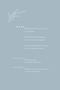 Menu de baptême bleu jeune pousse bleu Menu de baptême bleu jeune pousse bleu