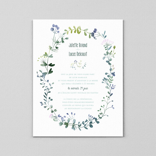 Faire-part de mariage Bouquet sauvage (calque) bleu - Vue 2 Faire-part de mariage Bouquet sauvage (calque) bleu - Vue 2