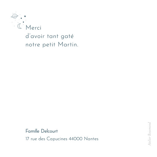 Carte de remerciement Rêve bleu bleu - Verso Carte de remerciement Rêve bleu bleu - Verso