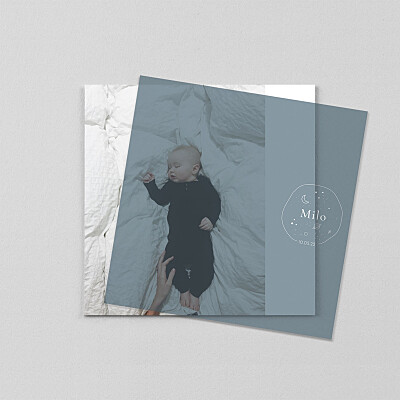 Faire-part de naissance tendance rêve bleu (calque) carré bleu Faire-part de naissance tendance rêve bleu (calque) carré bleu