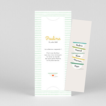 Faire-part de naissance petits bols (marque-page) (3 enfants) vert Faire-part de naissance petits bols (marque-page) (3 enfants) vert