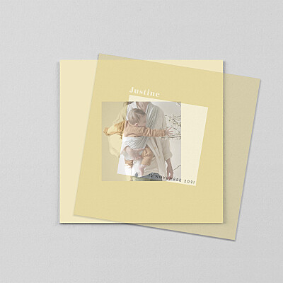 Faire-part de naissance moderne monochrome (calque) jaune Faire-part de naissance moderne monochrome (calque) jaune