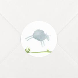 Stickers pour enveloppes naissance Saute mouton blanc