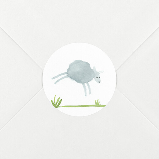 Stickers pour enveloppes naissance Saute mouton blanc - Vue 1