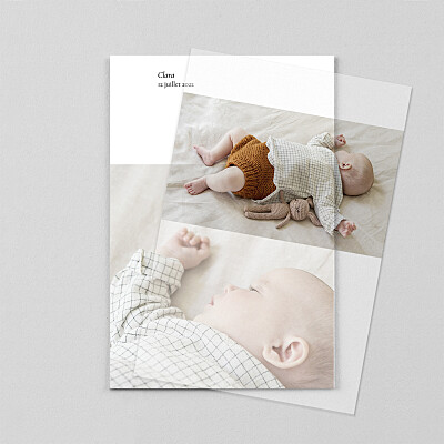 Faire-part de naissance moderne sobre (portrait) (calque) blanc Faire-part de naissance moderne sobre (portrait) (calque) blanc