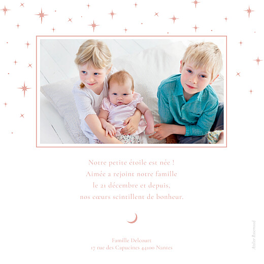 Faire-part de naissance Sous les étoiles rose - Verso Faire-part de naissance Sous les étoiles rose - Verso