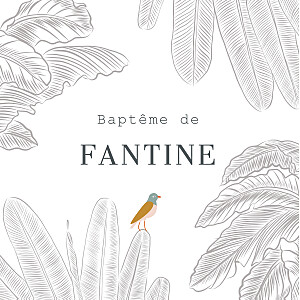 Etiquette de baptême moderne oiseaux de paradis blanc Etiquette de baptême moderne oiseaux de paradis blanc