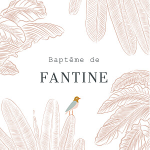 Etiquette de baptême rose oiseaux de paradis rose Etiquette de baptême rose oiseaux de paradis rose