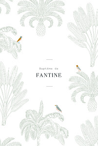Faire-part de baptême vert oiseaux de paradis vert Faire-part de baptême vert oiseaux de paradis vert