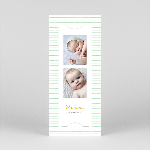 Faire-part de naissance Petits Bols (marque-page) (1 enfant) vert - Vue 3 Faire-part de naissance Petits Bols (marque-page) (1 enfant) vert - Vue 3