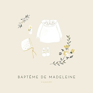 Faire-part de baptême mon petit trousseau beige Faire-part de baptême mon petit trousseau beige