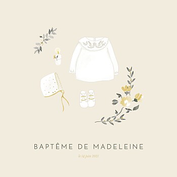 Faire-part de baptême mon petit trousseau beige Faire-part de baptême mon petit trousseau beige