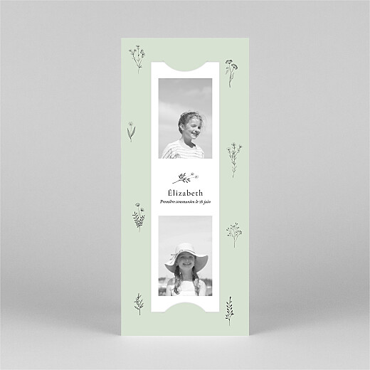 Faire-part de communion Herbier (marque-page) vert - Vue 2 Faire-part de communion Herbier (marque-page) vert - Vue 2