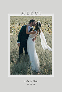 Carte de remerciement mariage gris cadre pastel gris Carte de remerciement mariage gris cadre pastel gris