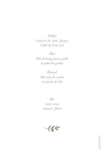 Menu de baptême Douce lueur jaune - Verso Menu de baptême Douce lueur jaune - Verso