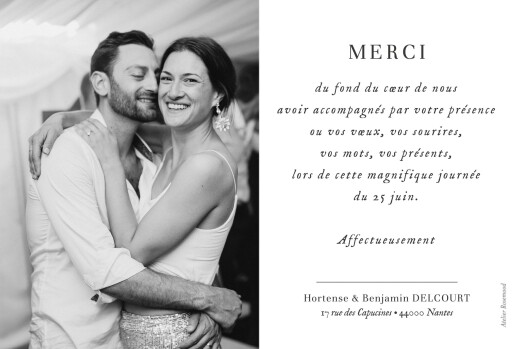 Carte de remerciement mariage Doux instants (paysage) blanc - Verso Carte de remerciement mariage Doux instants (paysage) blanc - Verso