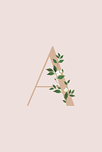 Faire-part de naissance moderne lettres fleuries rose Faire-part de naissance moderne lettres fleuries rose