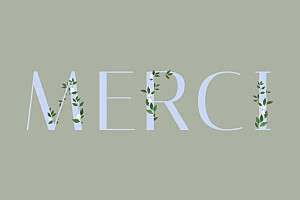 Carte de remerciement bleu lettres fleuries vert et bleu Carte de remerciement bleu lettres fleuries vert et bleu