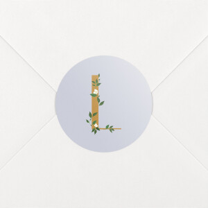 Stickers pour enveloppes naissance Lettres fleuries jaune et bleu