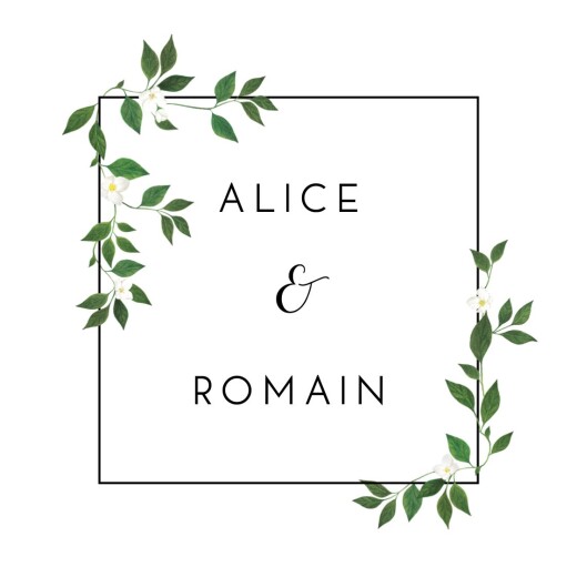 Carton d'invitation mariage Lettres fleuries blanc - Recto Carton d'invitation mariage Lettres fleuries blanc - Recto