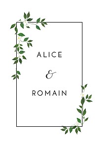 Carton d'invitation mariage lettres fleuries (portrait) blanc Carton d'invitation mariage lettres fleuries (portrait) blanc