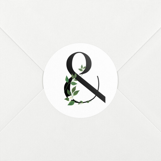 Stickers pour enveloppes mariage Lettres fleuries (esperluette) blanc - Vue 1