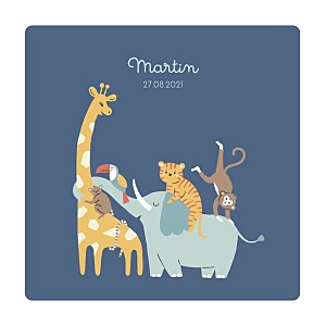 Faire-part de naissance moderne la famille des animaux bleu Faire-part de naissance moderne la famille des animaux bleu