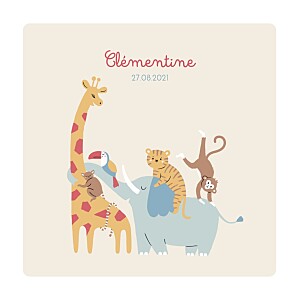 Faire-part de naissance rouge la famille des animaux framboise Faire-part de naissance rouge la famille des animaux framboise