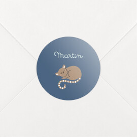 Stickers pour enveloppes naissance La famille des animaux bleu